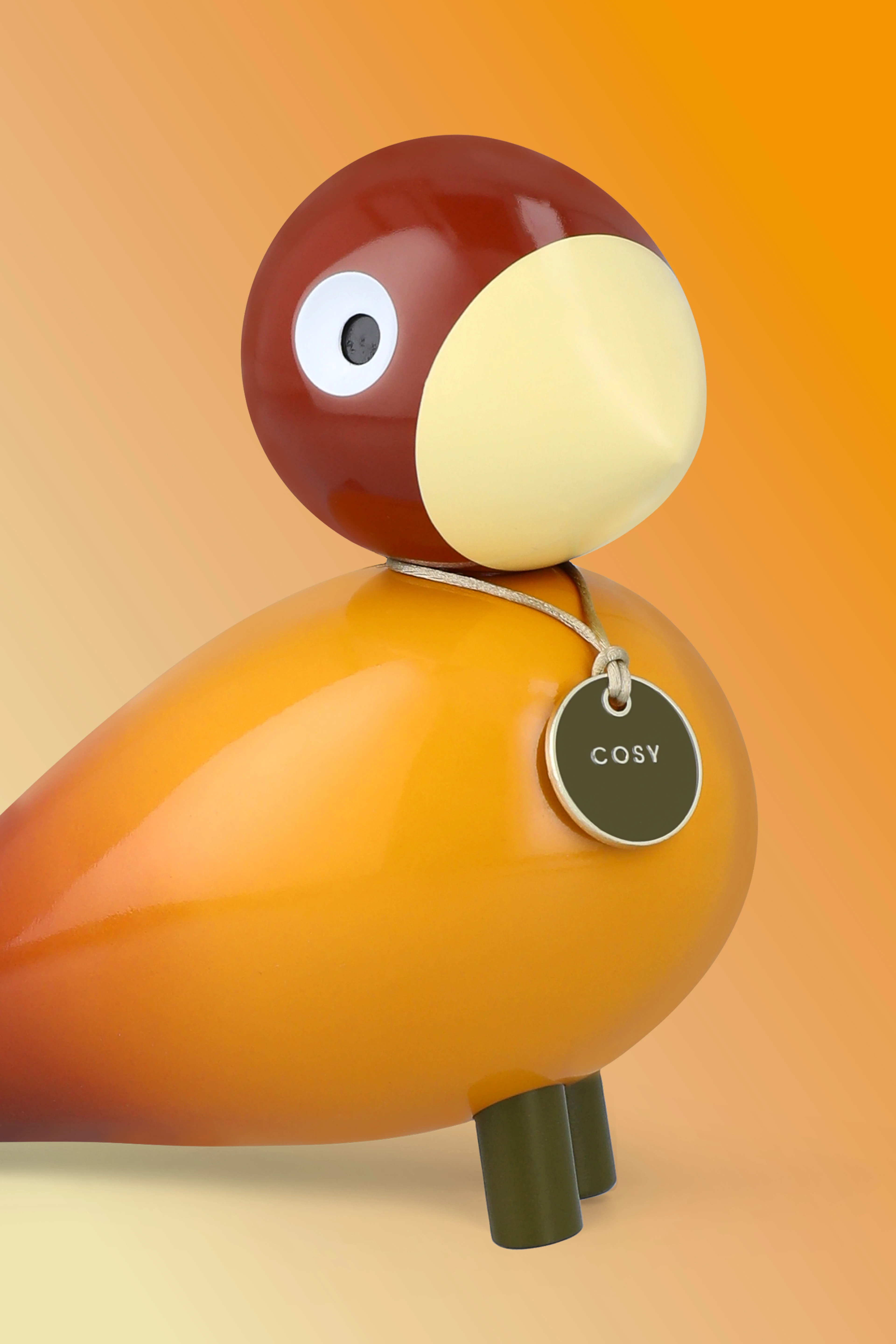 Cosy Story Bird H15.5 cm from Kay Bojesen in Orange color, made of Wood