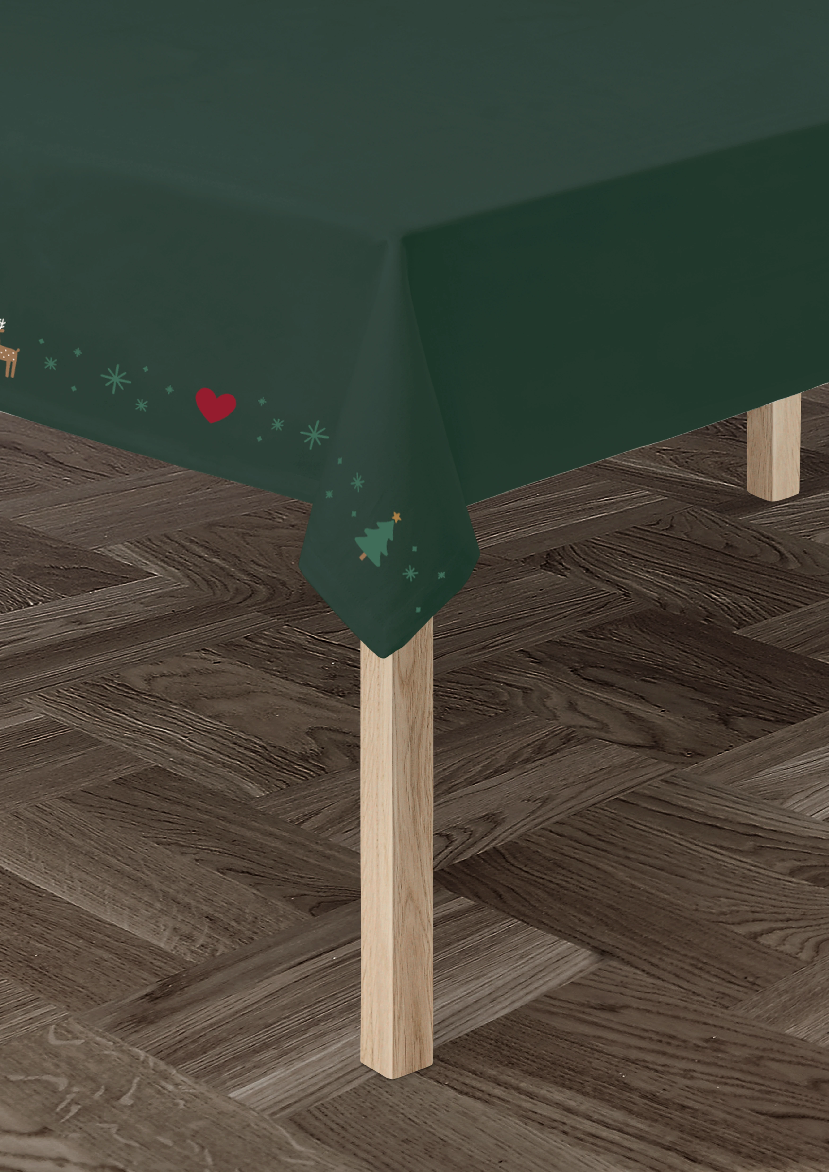 Duk 150x270 cm från JUNA i färgen Grön, tillverkad av Bomullsblandning