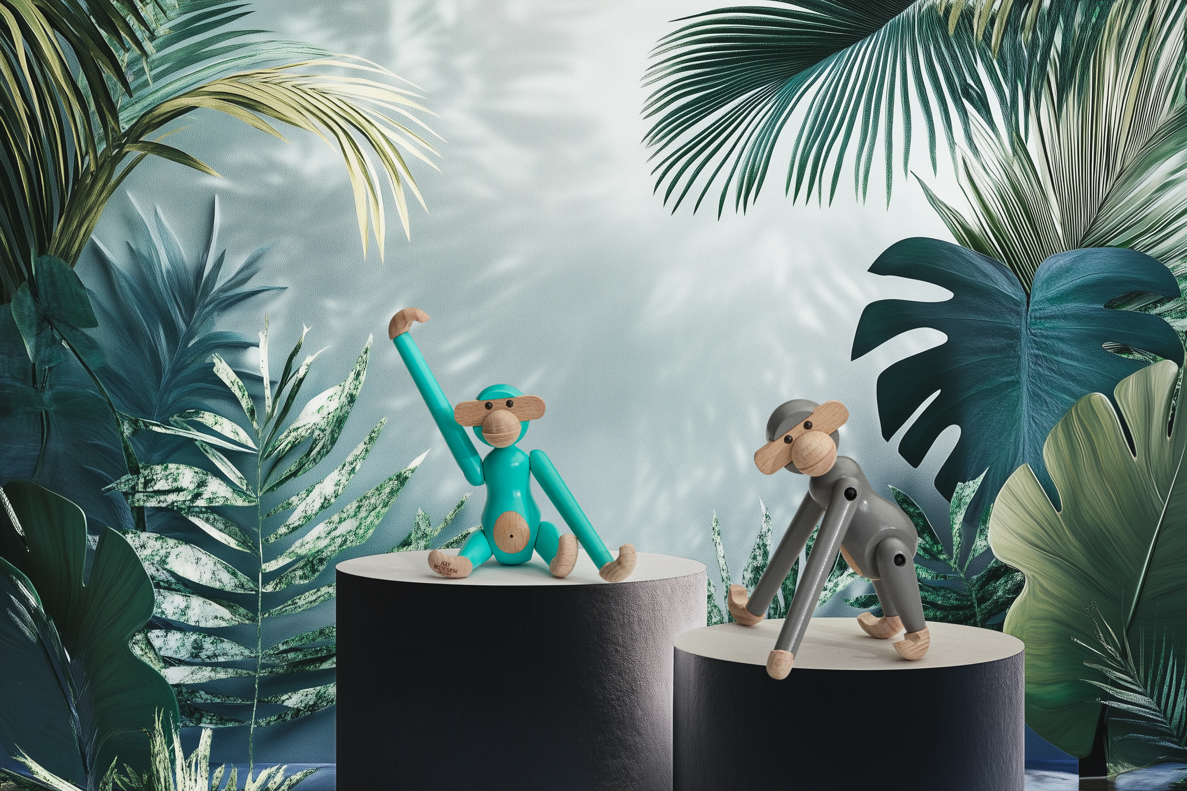 Monkey mini from Kay Bojesen in Turquoise color, made of Wood